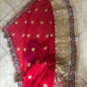 Beautiful embroidered red saree